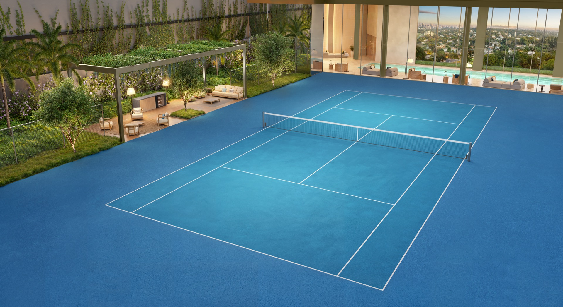 PERSPECTIVA ILUSTRADA | QUADRA DE TENIS E TENIS LOUNGE